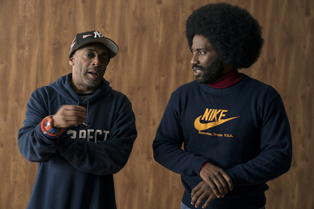 Director Spike Lee and actor John David Washington on the set of BlacKkKlansman, a Focus Features release. Credit: David Lee / Focus Features