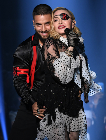 (L-R) Maluma and Madonna perform onstage - Photo by Kevin Winter