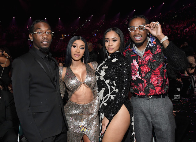 (L-R) Offset of Migos, Cardi B, Saweetie, and Quavo of Migos attend the 2019 Billboard Music Awards - Photo by Kevin Mazur
